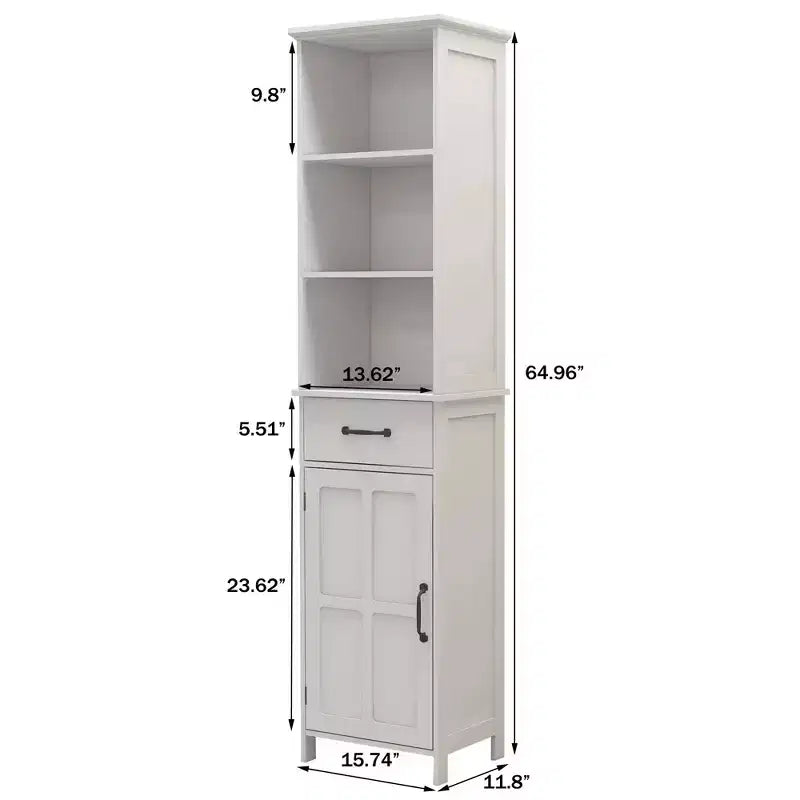 Meuble de Rangement de Salle de Bain Mince GDFStudio Helmsley avec Étagères Réglables et Tiroir
