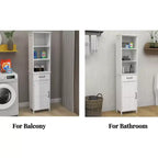 Meuble de Rangement de Salle de Bain Mince GDFStudio Helmsley avec Étagères Réglables et Tiroir