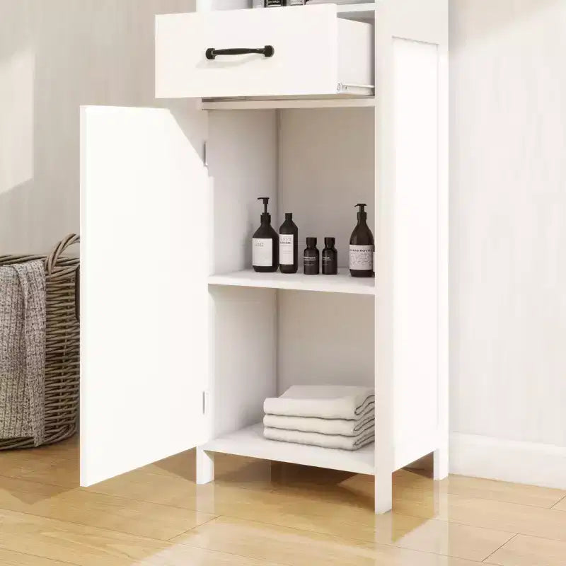 Meuble de Rangement de Salle de Bain Mince GDFStudio Helmsley avec Étagères Réglables et Tiroir
