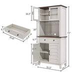 Armoire de cuisine 72, armoire de bar de cuisine, armoire de rangement semi-ouverte avec tiroirs, porte vitrée, convient pour salle à manger, salon, blanc