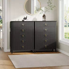 Commode de chambre à 5 tiroirs, 81 cm de large, moderne avec poignées métalliques et tiroirs en bois pour chambre, salon, couloir