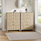 Commode de chambre à 5 tiroirs, 81 cm de large, moderne avec poignées métalliques et tiroirs en bois pour chambre, salon, couloir