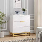 Meuble de rangement à trois tiroirs, table de chevet avec fonction de rangement, coiffeuse, poignée dorée, convient pour la chambre, le salon et l'entrée.