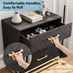 Meuble de rangement à trois tiroirs, table de chevet avec fonction de rangement, coiffeuse, poignée dorée, convient pour la chambre, le salon et l'entrée.