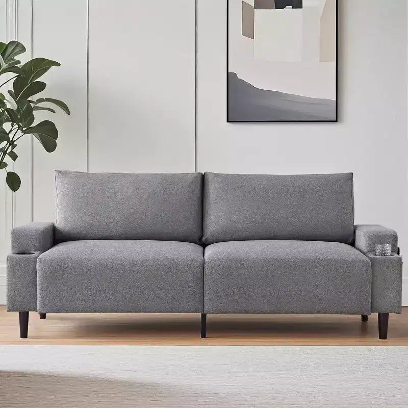 Canapé deux places Acekool 81 Comfort, 3 places avec porte-gobelets et poches de rangement, coussins profonds pour salon, chambre à coucher