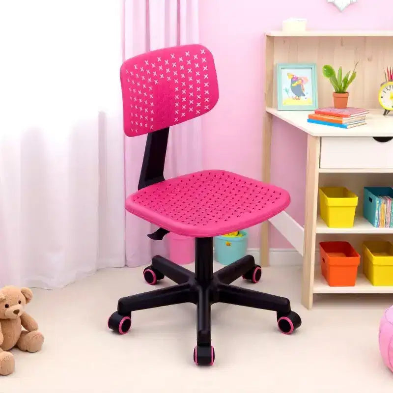 Chaise d'étude pivotante réglable Homy Casa pour enfants, dortoir et bureau à domicile, rose