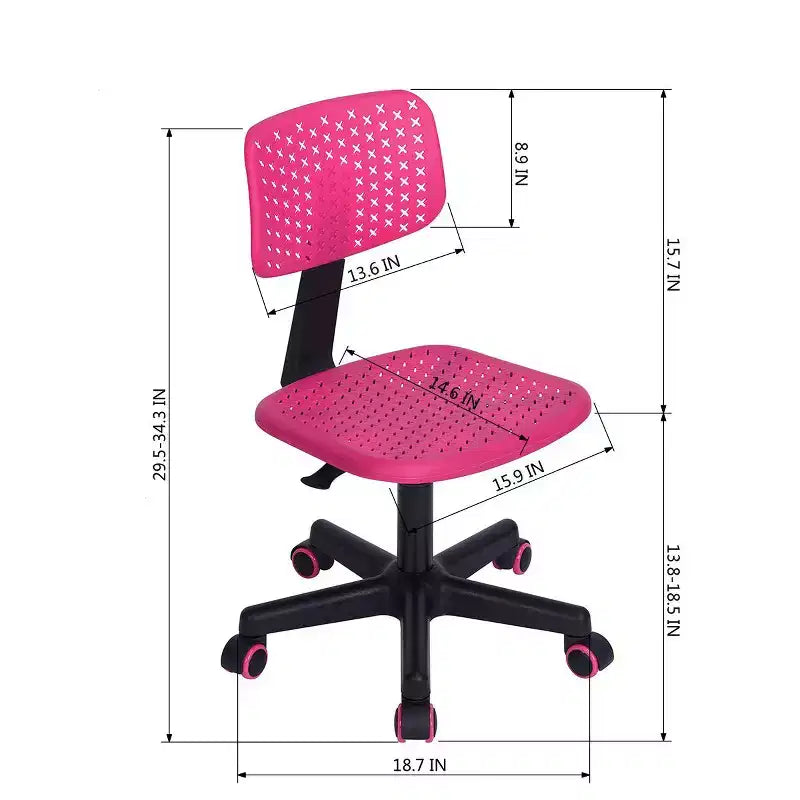 Chaise d'étude pivotante réglable Homy Casa pour enfants, dortoir et bureau à domicile, rose