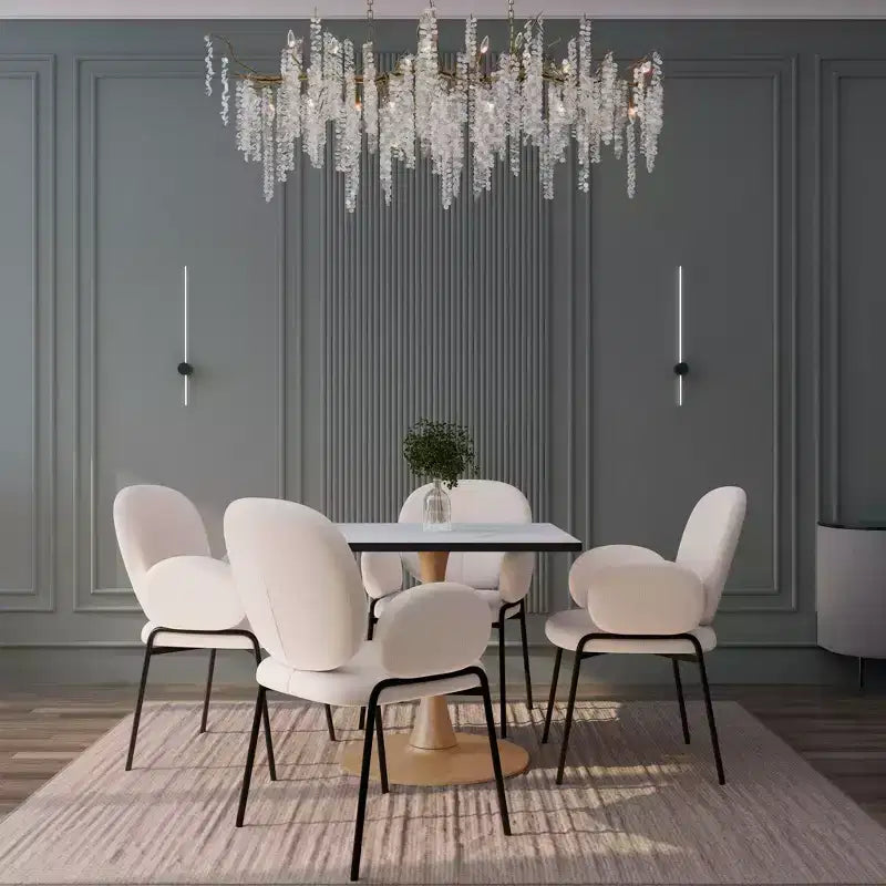 Table à manger carrée LeisureMod Bristol 27 avec plateau en MDF blanc marbré et pied central en acier pour cuisine et salle à manger modernes