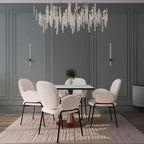 Table à manger carrée LeisureMod Bristol 27 avec plateau en MDF blanc marbré et pied central en acier pour cuisine et salle à manger modernes