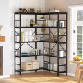 5 Tier Corner Shelf, industrial Bookshelves, l Shape Tall Bookcase,Freestanding Display Shelf for Living Room, Home Office