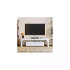 Meuble TV moderne avec grand tiroir de rangement pour téléviseurs jusqu'à 70 pouces, Console TV de style ferme en bois avec centre de divertissement brillant pour salon, chambre à coucher