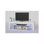 Meuble TV moderne avec grand tiroir de rangement pour téléviseurs jusqu'à 70 pouces, Console TV de style ferme en bois avec centre de divertissement brillant pour salon, chambre à coucher