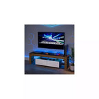 Meuble TV moderne avec grand tiroir de rangement pour téléviseurs jusqu'à 70 pouces, Console TV de style ferme en bois avec centre de divertissement brillant pour salon, chambre à coucher