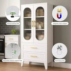 GustoWave Armoire de Rangement de Cellier en Métal 185,4 cm de Haut avec Tiroir, Armoire de Cellier avec Portes en Verre Acrylique et Étagères Réglables pour Cuisine