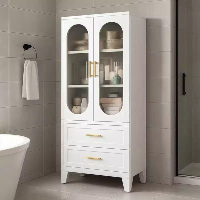 GustoWave Armoire de Rangement de Cellier en Métal 185,4 cm de Haut avec Tiroir, Armoire de Cellier avec Portes en Verre Acrylique et Étagères Réglables pour Cuisine