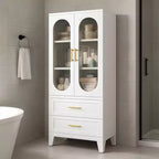 GustoWave Armoire de Rangement de Cellier en Métal 185,4 cm de Haut avec Tiroir, Armoire de Cellier avec Portes en Verre Acrylique et Étagères Réglables pour Cuisine