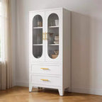 GustoWave Armoire de Rangement de Cellier en Métal 185,4 cm de Haut avec Tiroir, Armoire de Cellier avec Portes en Verre Acrylique et Étagères Réglables pour Cuisine