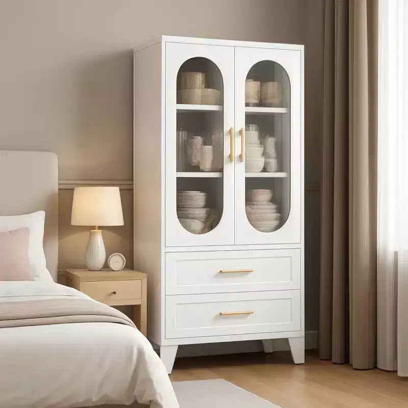 GustoWave Armoire de Rangement de Cellier en Métal 185,4 cm de Haut avec Tiroir, Armoire de Cellier avec Portes en Verre Acrylique et Étagères Réglables pour Cuisine