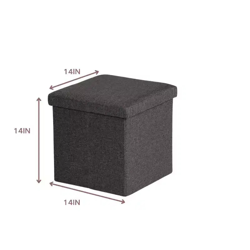 Pouf de rangement FurnitureR, petit pouf pliant cube pour le salon et la chambre, pouf rembourré avec rangement, 38 cm, gris