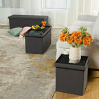 Pouf de rangement FurnitureR, petit pouf pliant cube pour le salon et la chambre, pouf rembourré avec rangement, 38 cm, gris
