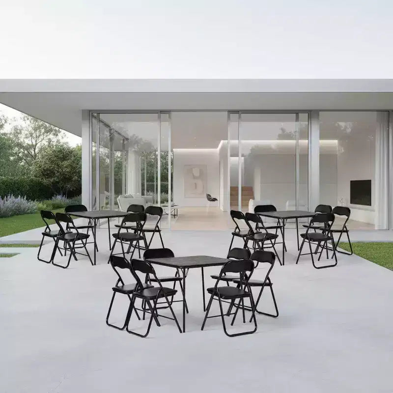 FurnitureR Ensemble Table et Chaises Pliantes 7 Pièces pour 6 Personnes – Aucun Assemblage Requis, Table Carrée Peu Encombrante avec 6 Chaises Pliables