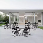 FurnitureR Ensemble Table et Chaises Pliantes 7 Pièces pour 6 Personnes – Aucun Assemblage Requis, Table Carrée Peu Encombrante avec 6 Chaises Pliables