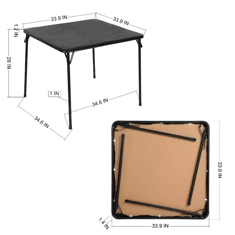 FurnitureR Ensemble Table et Chaises Pliantes 7 Pièces pour 6 Personnes – Aucun Assemblage Requis, Table Carrée Peu Encombrante avec 6 Chaises Pliables