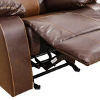MAYEERTY Canapé inclinable, fauteuil inclinable 3 places en cuir respirant avec table basse réversible pour salon, marron
