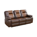 MAYEERTY Canapé inclinable, fauteuil inclinable 3 places en cuir respirant avec table basse réversible pour salon, marron