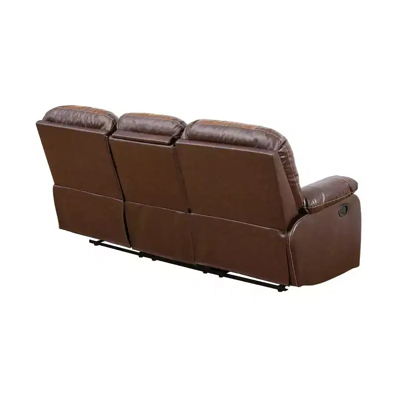MAYEERTY Canapé inclinable, fauteuil inclinable 3 places en cuir respirant avec table basse réversible pour salon, marron