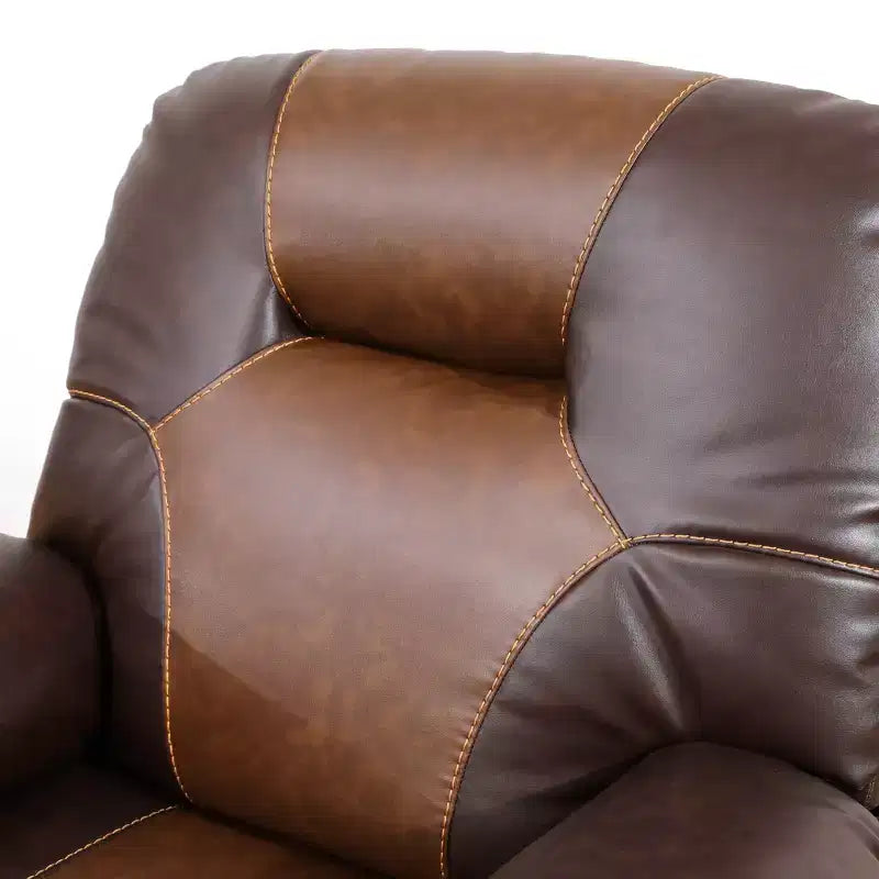 MAYEERTY Canapé inclinable, fauteuil inclinable 3 places en cuir respirant avec table basse réversible pour salon, marron
