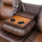 MAYEERTY Canapé inclinable, fauteuil inclinable 3 places en cuir respirant avec table basse réversible pour salon, marron