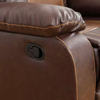 MAYEERTY Canapé inclinable, fauteuil inclinable 3 places en cuir respirant avec table basse réversible pour salon, marron