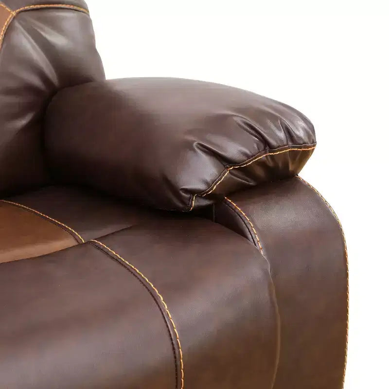 MAYEERTY Canapé inclinable, fauteuil inclinable 3 places en cuir respirant avec table basse réversible pour salon, marron
