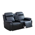 MAYEERTY Causeuse inclinable, fauteuil inclinable 2 places en cuir respirant avec rangement et porte-gobelets pour salon, noir