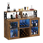 Meuble Bar pour la Maison, Meuble à Liqueur avec Prises de Courant, Porte-Verres, Meuble à Vin avec Rangement, Meuble à Vin avec Étagères pour CuisineMaison