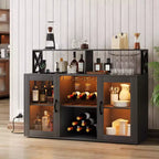 Meuble Bar pour la Maison, Meuble à Liqueur avec Prises de Courant, Porte-Verres, Meuble à Vin avec Rangement, Meuble à Vin avec Étagères pour CuisineMaison