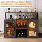 Meuble Bar pour la Maison, Meuble à Liqueur avec Prises de Courant, Porte-Verres, Meuble à Vin avec Rangement, Meuble à Vin avec Étagères pour CuisineMaison