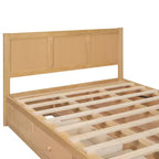 Lit plateforme avec rangement sous le lit, lit plateforme en bois avec 2 tiroirs, naturel