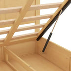 Lit plateforme avec rangement sous le lit, lit plateforme en bois avec 2 tiroirs, naturel