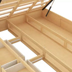Lit plateforme avec rangement sous le lit, lit plateforme en bois avec 2 tiroirs, naturel