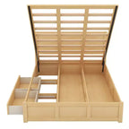 Lit plateforme avec rangement sous le lit, lit plateforme en bois avec 2 tiroirs, naturel