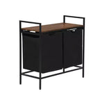 Panier à linge FurnitureR à 2 sections avec étagère, trieur à linge à 2 bacs avec sacs amovibles et plateau en bois, panier à linge de 73 cm de large