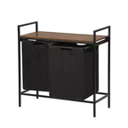 Panier à linge FurnitureR à 2 sections avec étagère, trieur à linge à 2 bacs avec sacs amovibles et plateau en bois, panier à linge de 73 cm de large