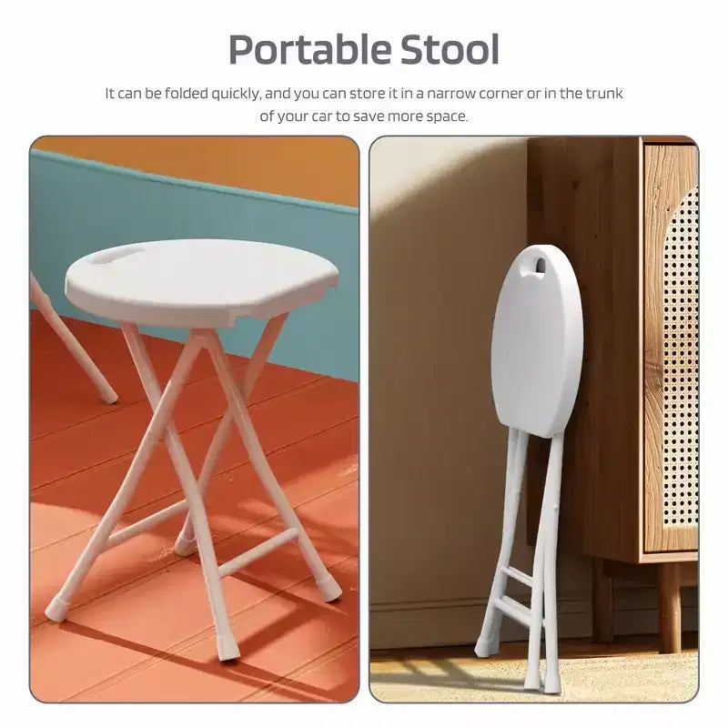 Tabouret pliant portable GustoWave avec poignée, tabouret rond pliant robuste avec capacité de 227 kg pour adultes, tabouret pliant de 45 cm