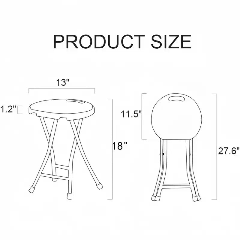 Tabouret pliant portable GustoWave avec poignée, tabouret rond pliant robuste avec capacité de 227 kg pour adultes, tabouret pliant de 45 cm