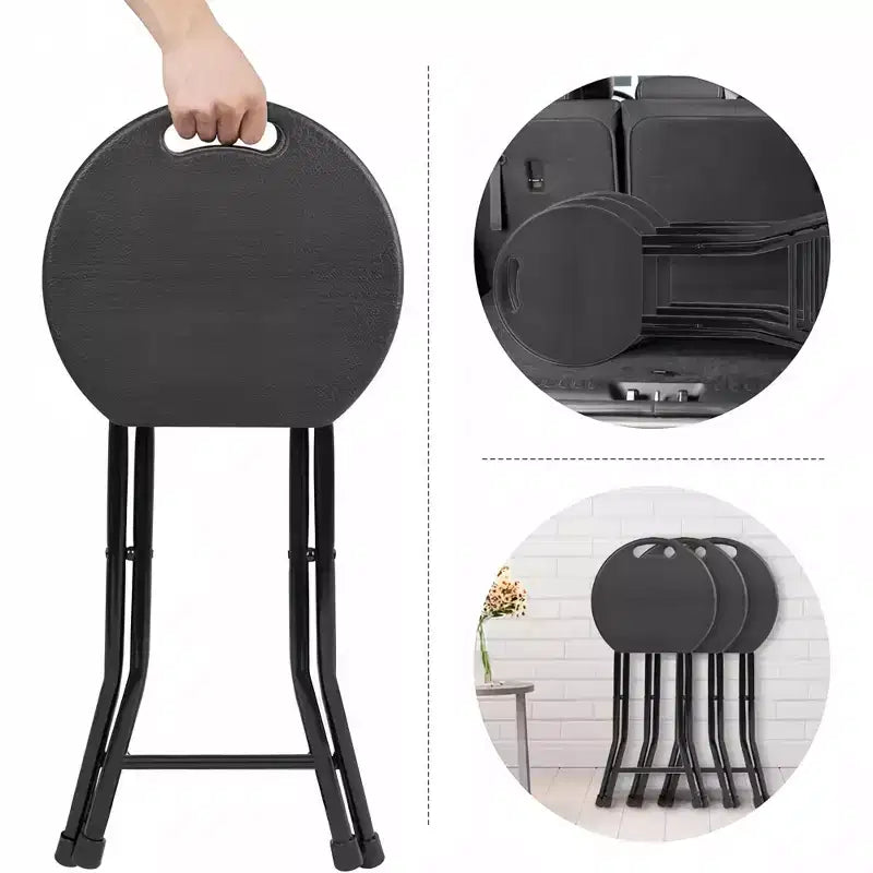 Tabouret pliant portable GustoWave avec poignée, tabouret rond pliant robuste avec capacité de 227 kg pour adultes, tabouret pliant de 45 cm