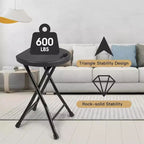 Tabouret pliant portable GustoWave avec poignée, tabouret rond pliant robuste avec capacité de 227 kg pour adultes, tabouret pliant de 45 cm