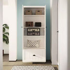 Famapy Armoire autoportante avec étagères réglables et tiroir inférieur, Armoire de rangement pour vêtements, Meuble de rangement pour chambre/entrée