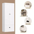 Famapy Armoire autoportante avec étagères réglables et tiroir inférieur, Armoire de rangement pour vêtements, Meuble de rangement pour chambre/entrée